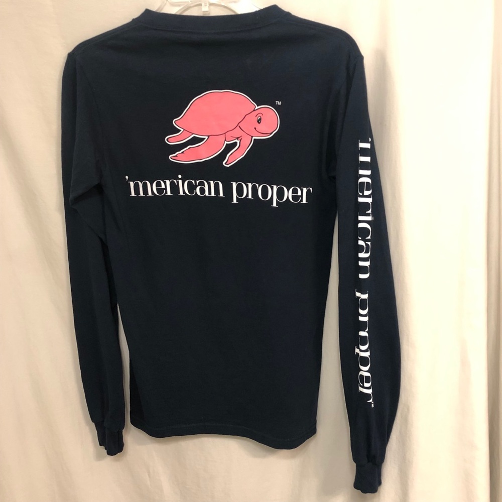 ‘MERICAN PROPER long sleeve navy tee w/ sea turtle